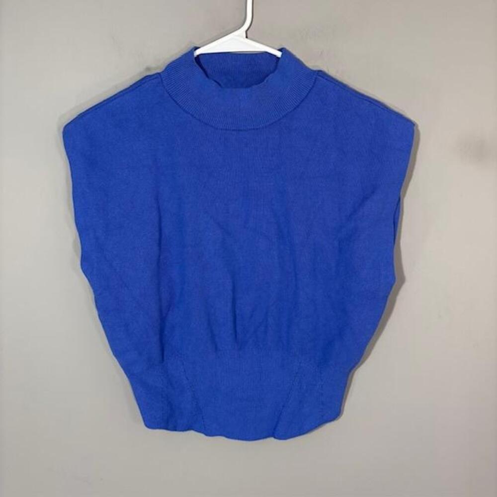 Pilcro Sweater Vest Womens Medium Blue Viscose Nylon Mock Neck Sleeveless Knit
